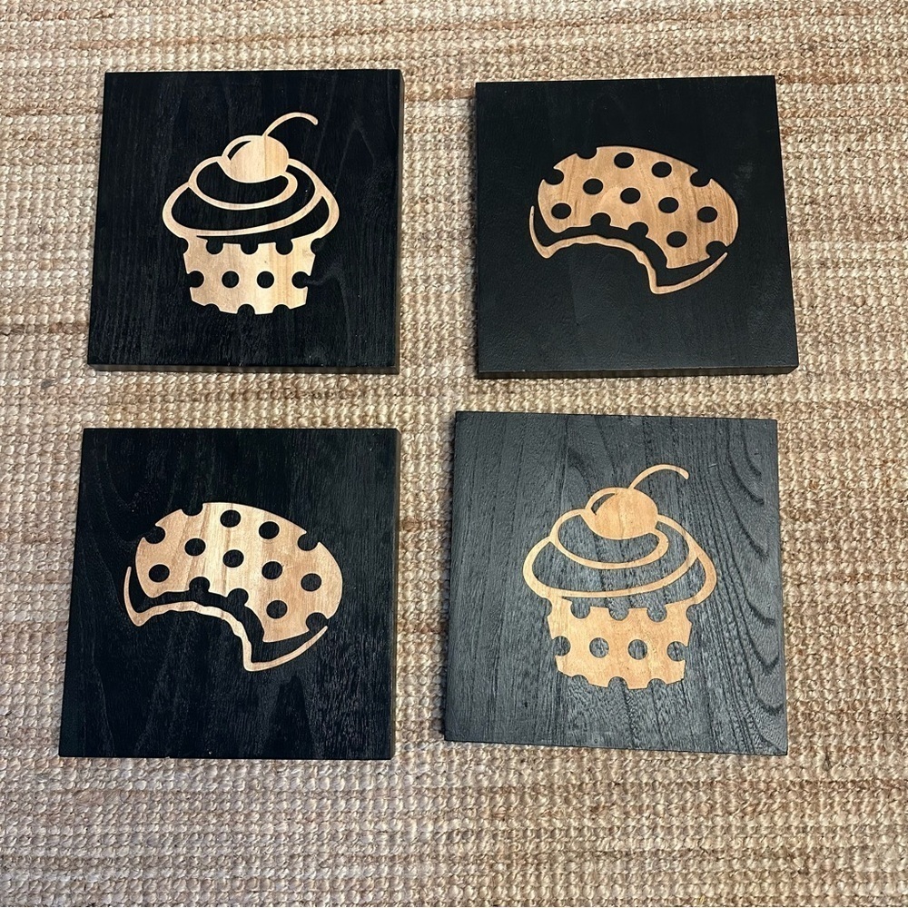 4 wall art wooden pictures